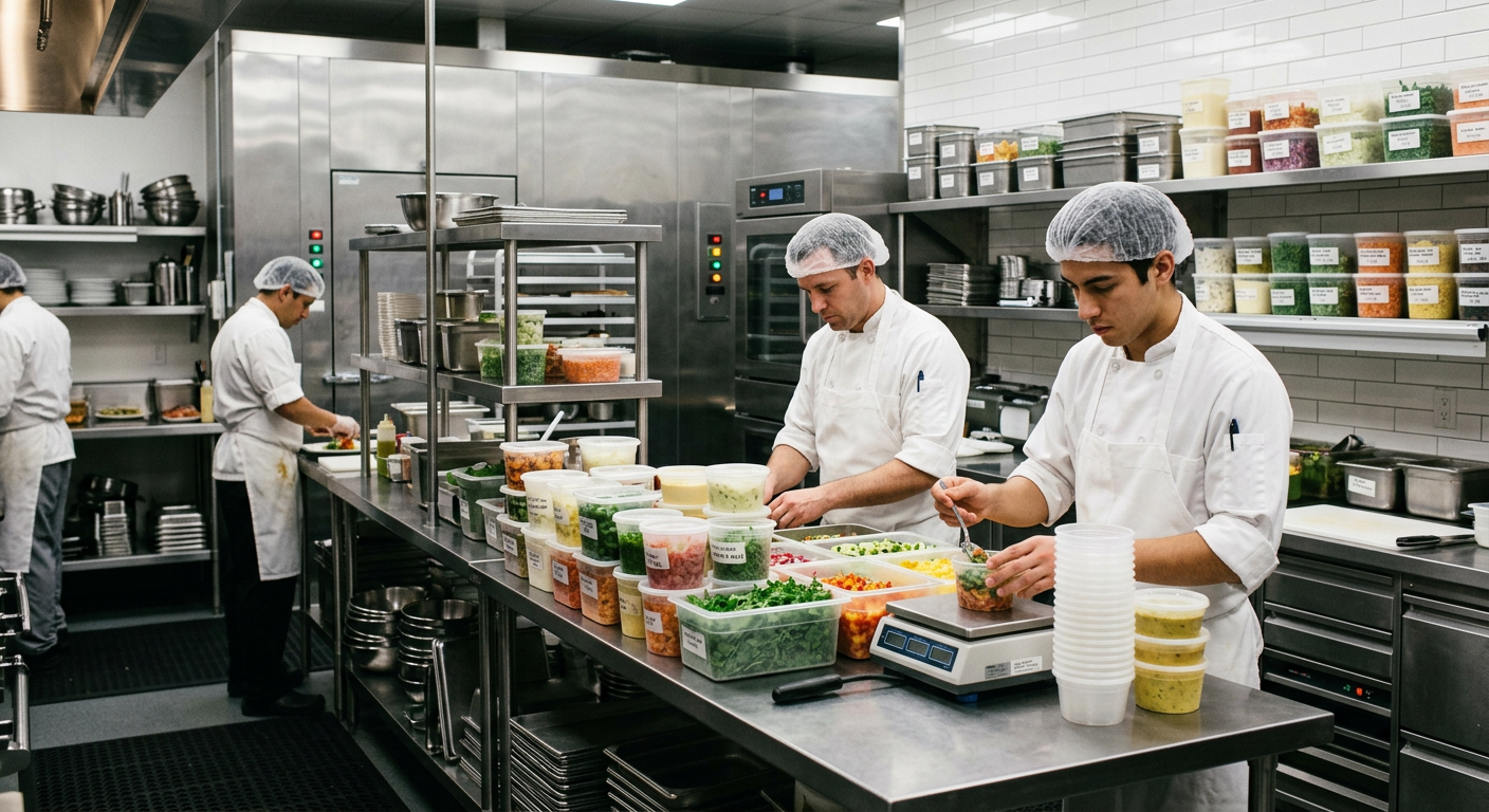 kitchen prep portioning station