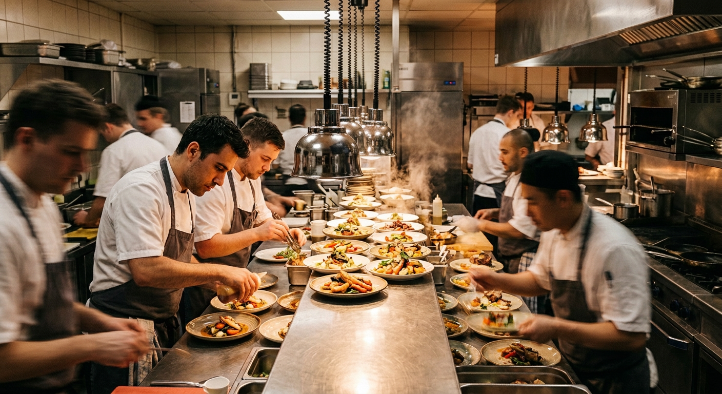 Busy restaurant kitchen