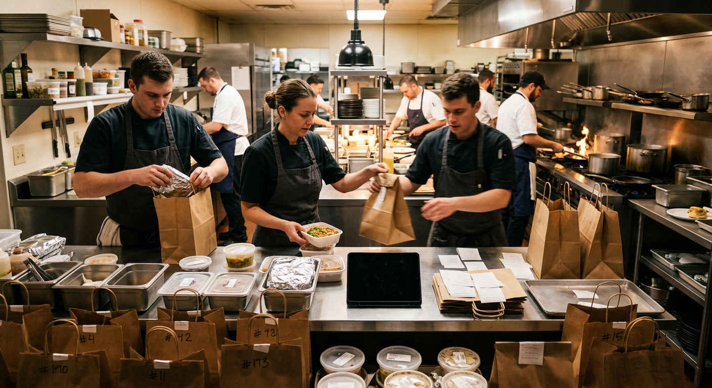 Busy kitchen order surge