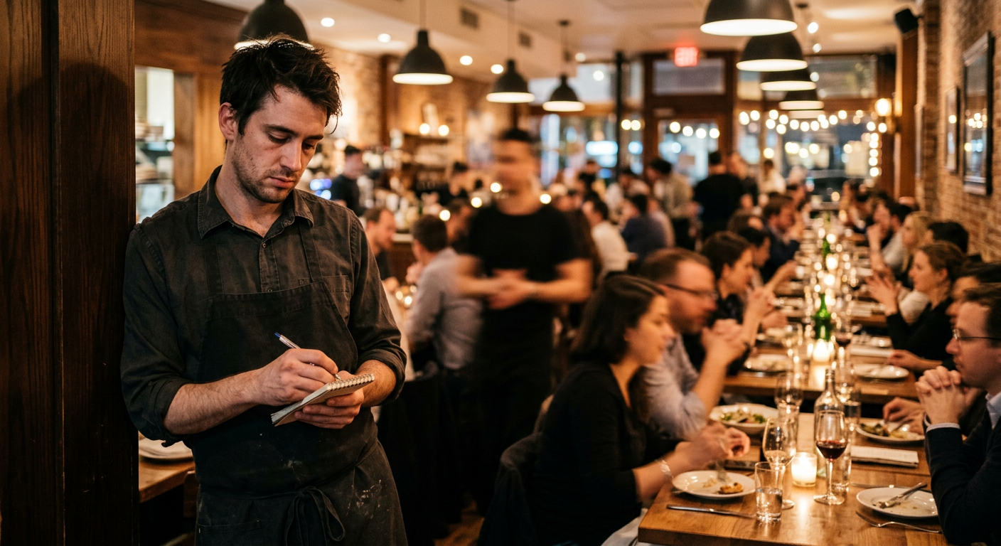 exhausted restaurant server