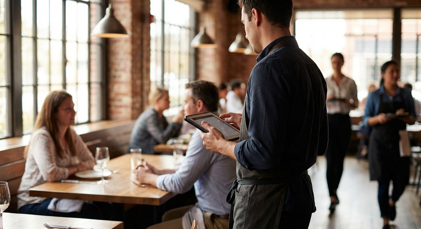 Server using tablet POS