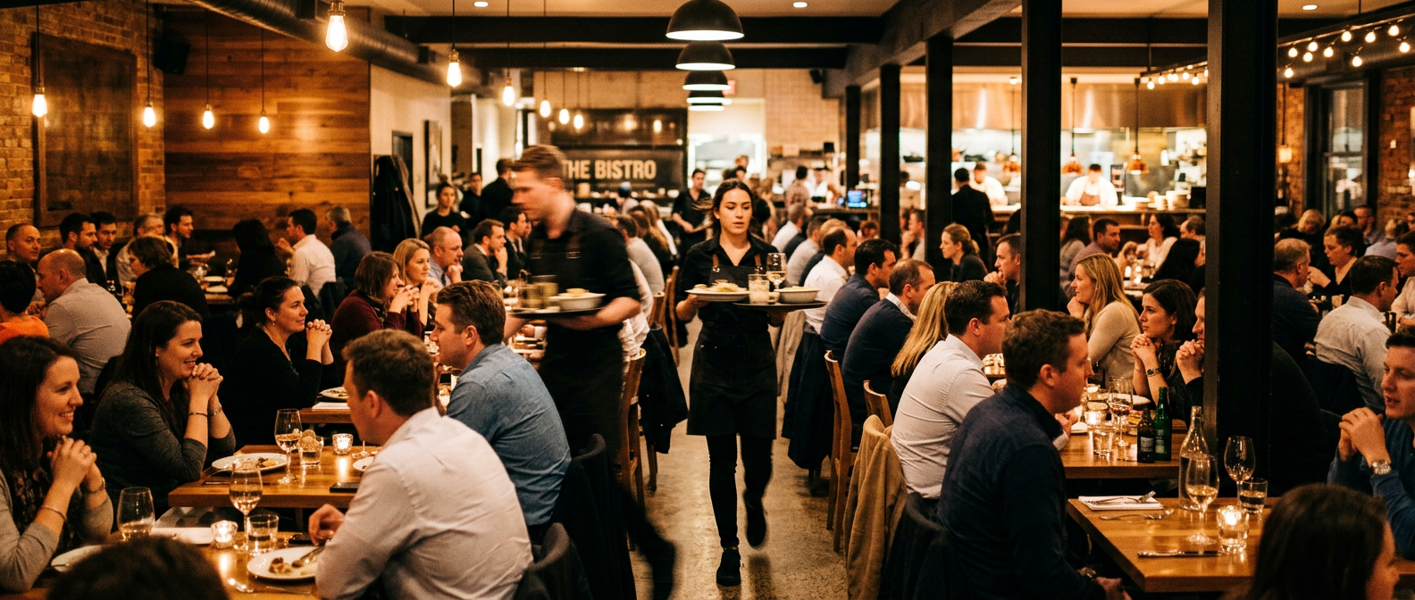 Busy restaurant dinner rush