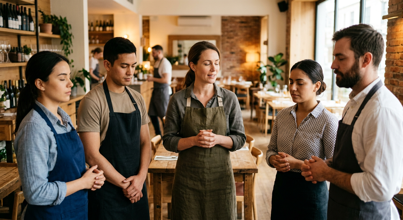 Pre-shift team huddle
