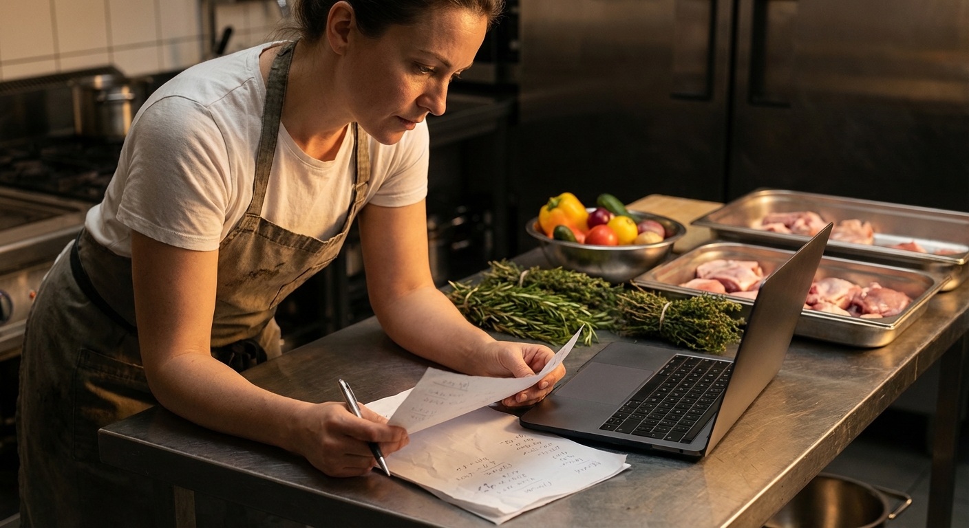 Chef reviewing kitchen prep