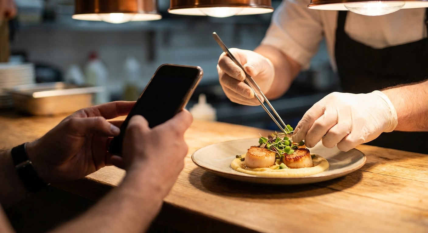 Chef plating dish