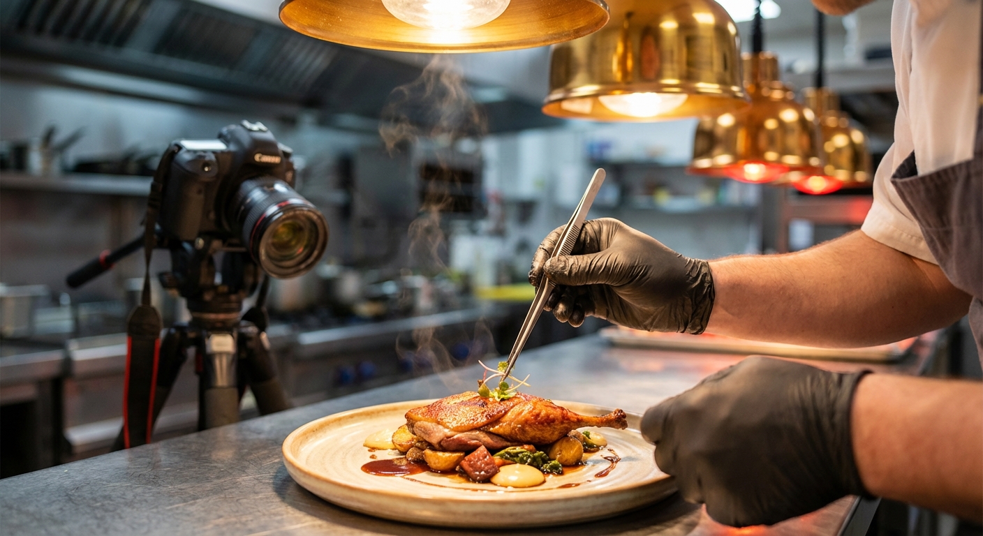 Chef plating a dish
