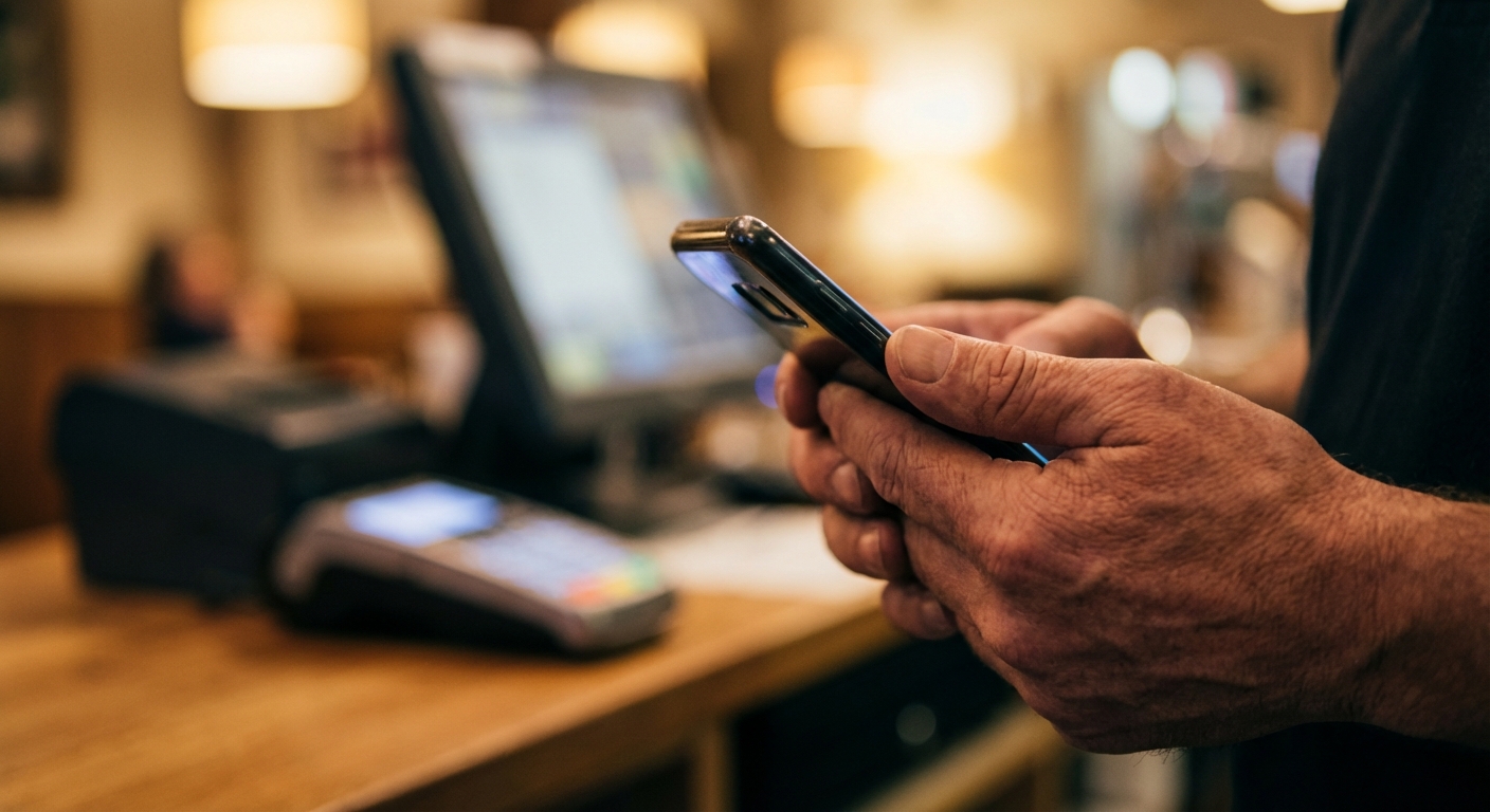 Restaurant manager texting guest