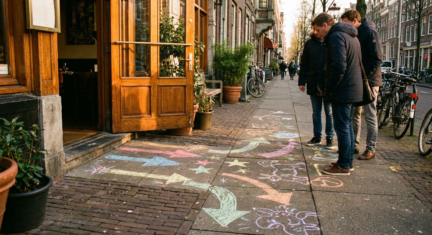 Sidewalk chalk restaurant sign