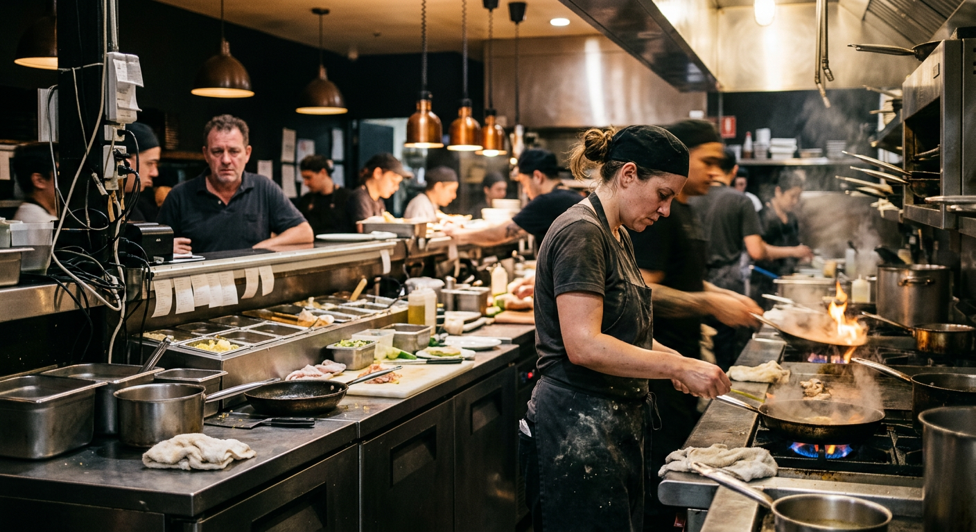 Busy restaurant kitchen