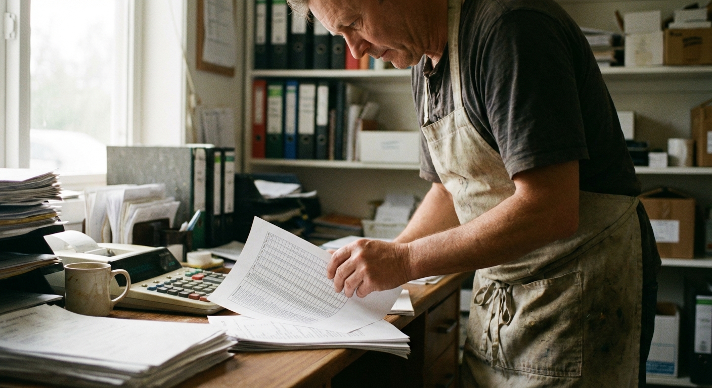 Manager reviewing prime costs