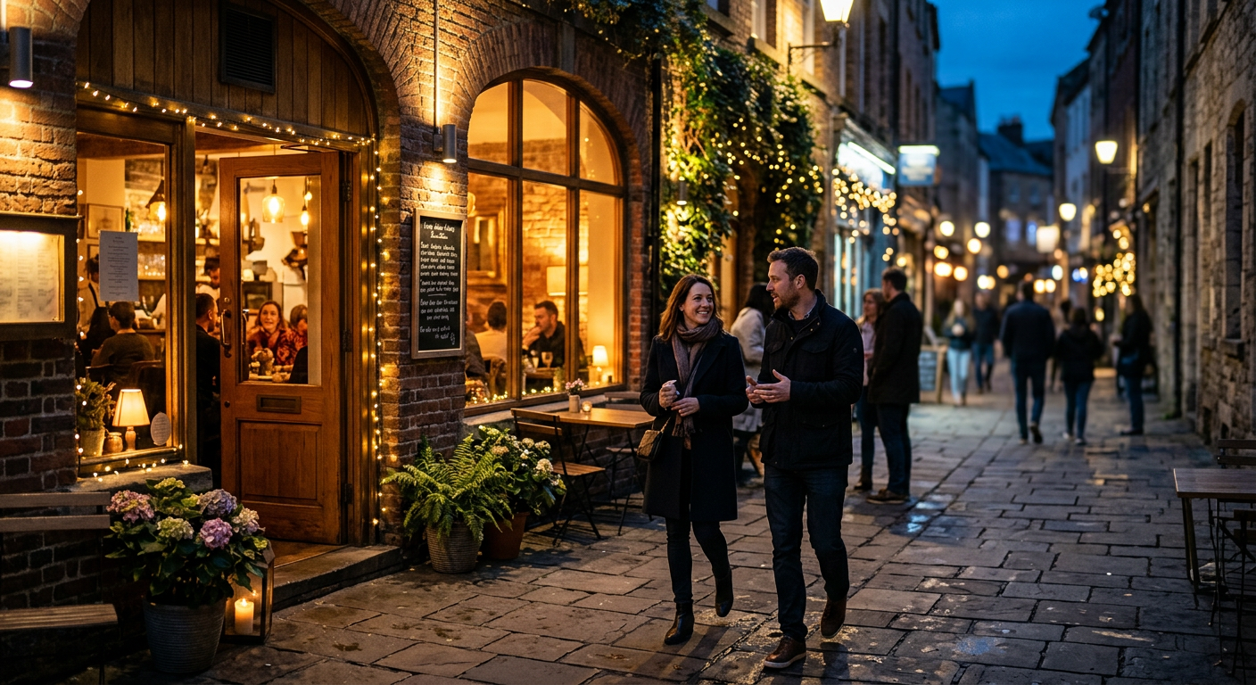 Local restaurant at night