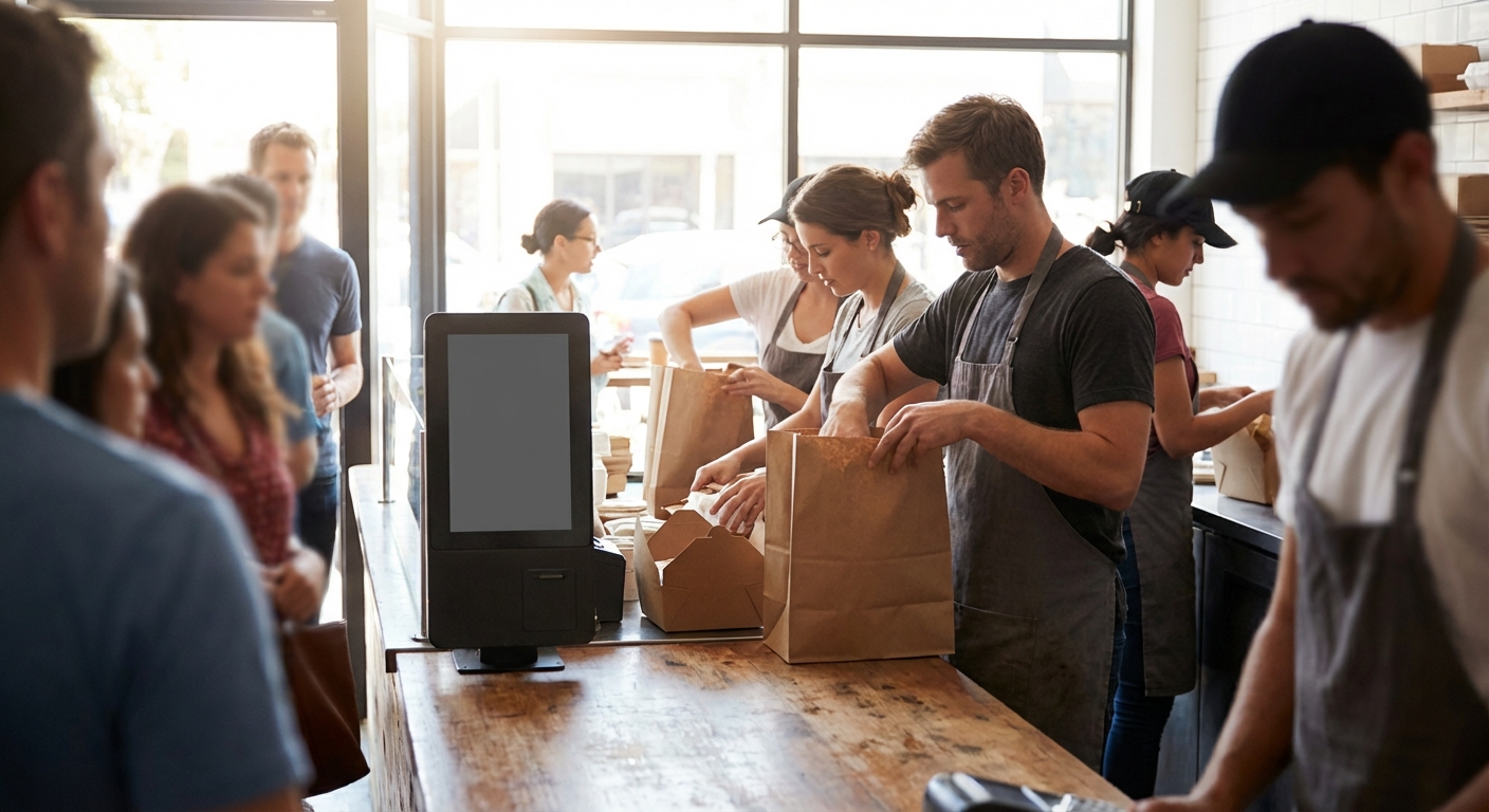 Busy restaurant counter