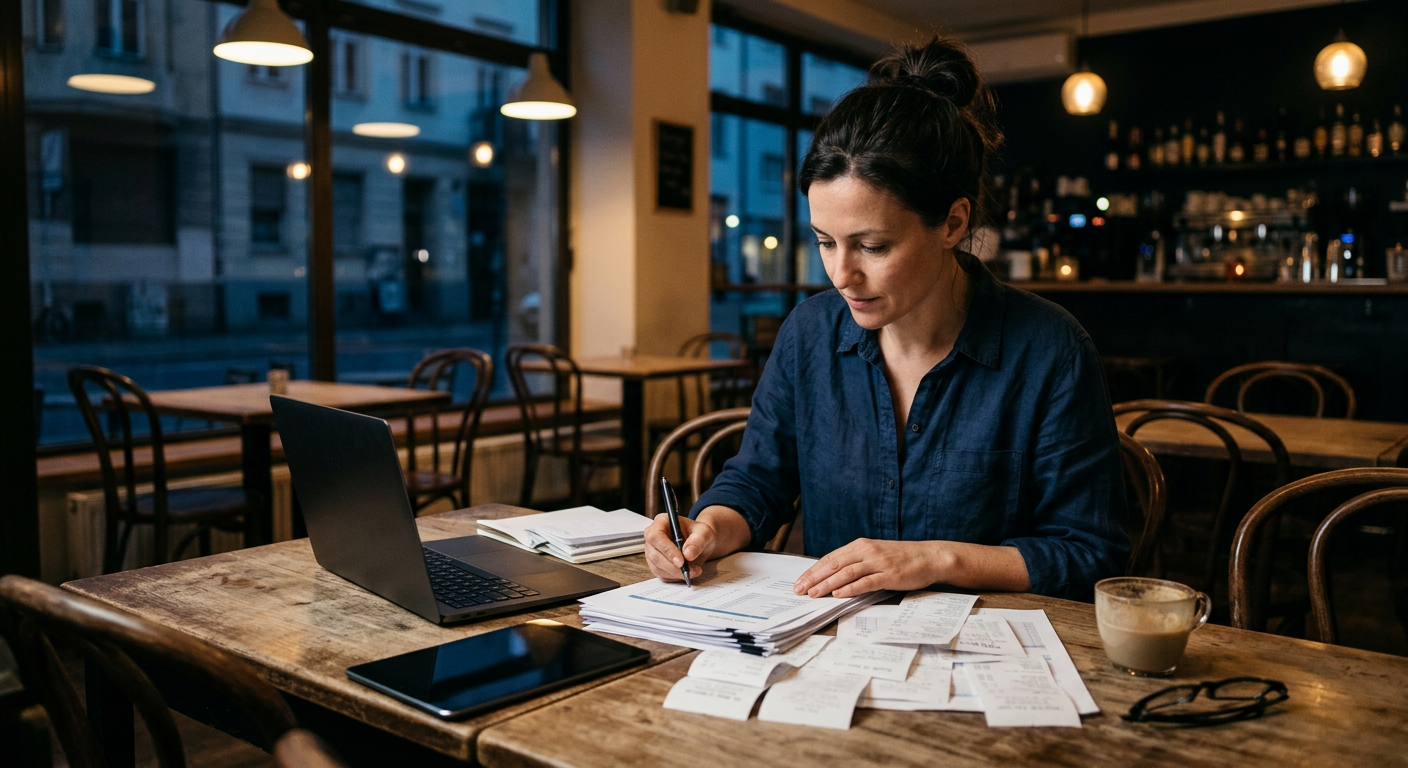 Manager reviewing reports