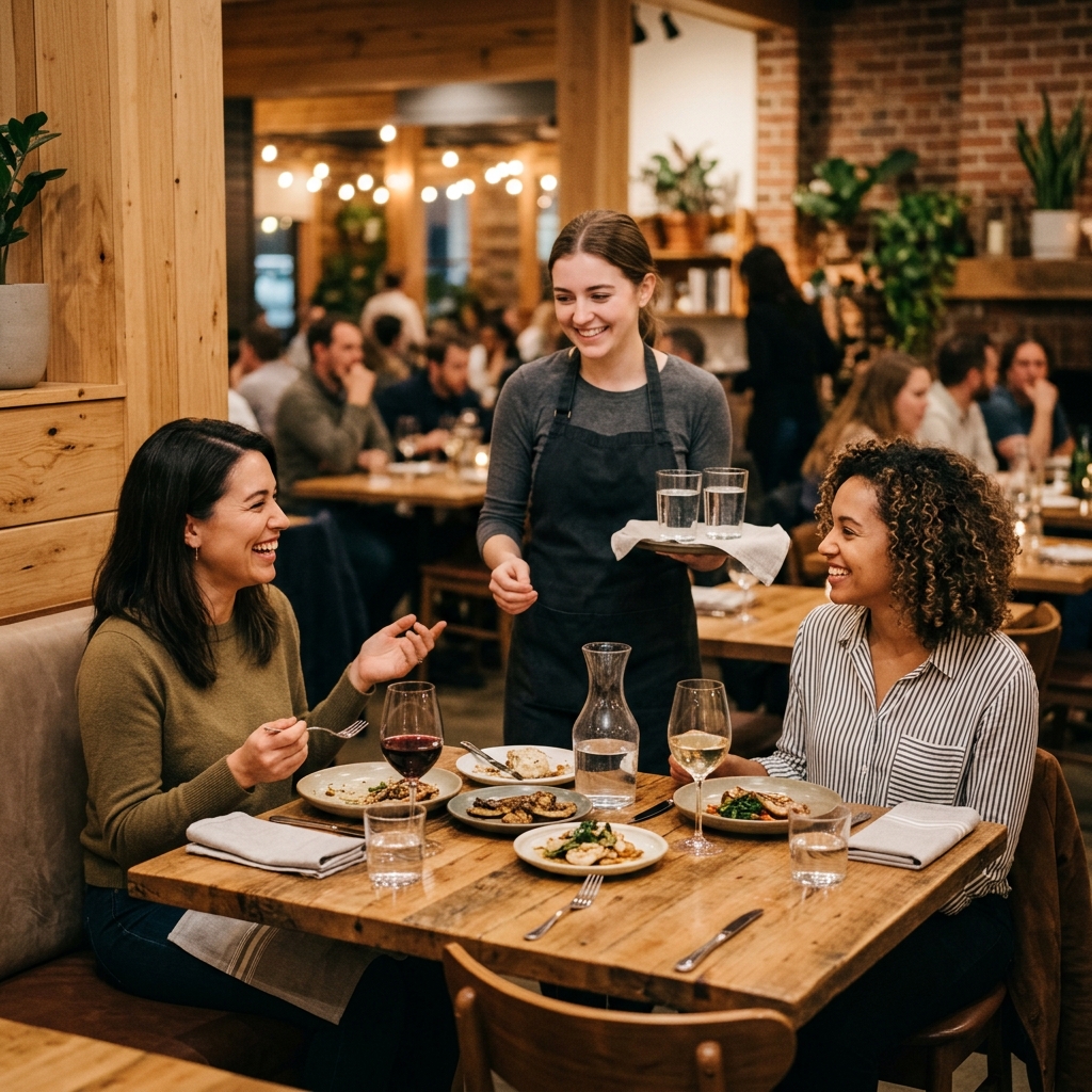 diners enjoying dinner