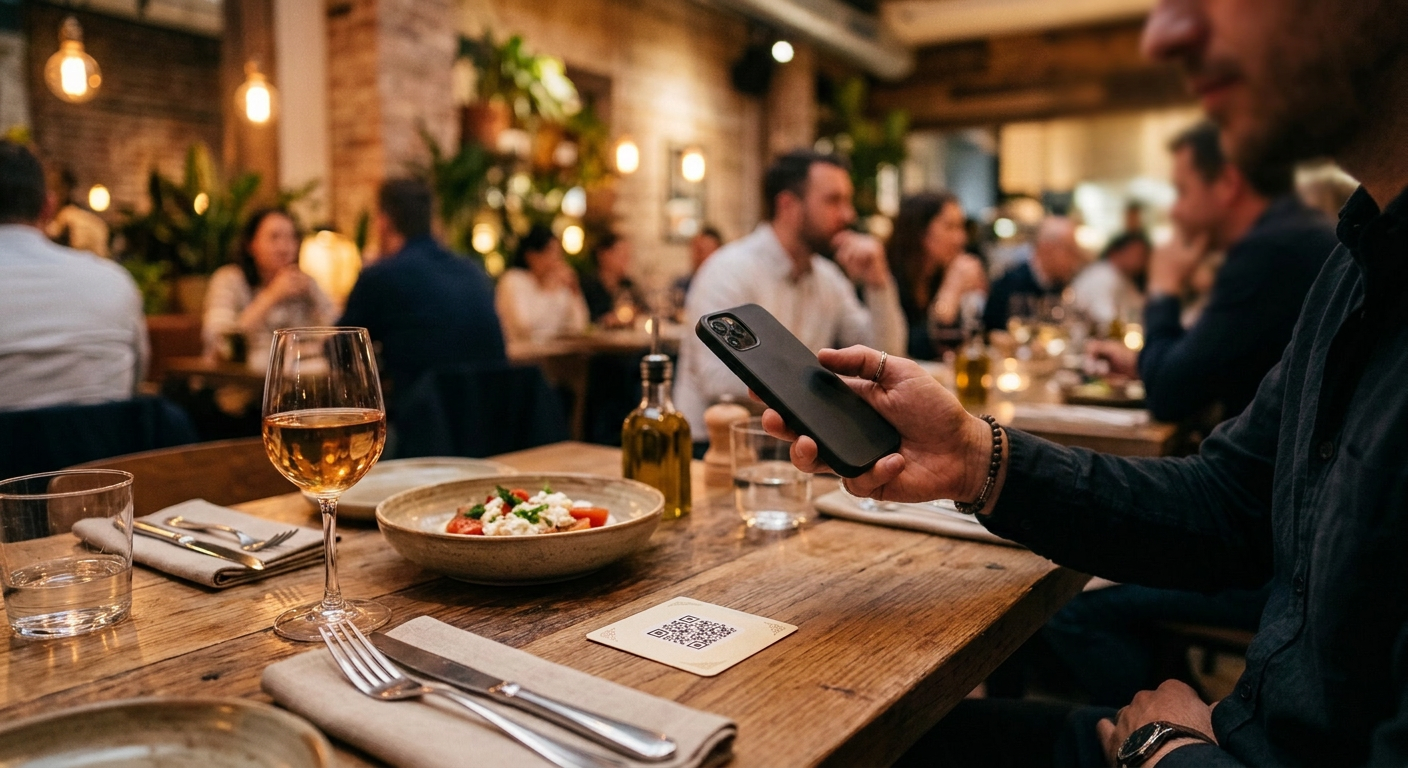 QR menu on table