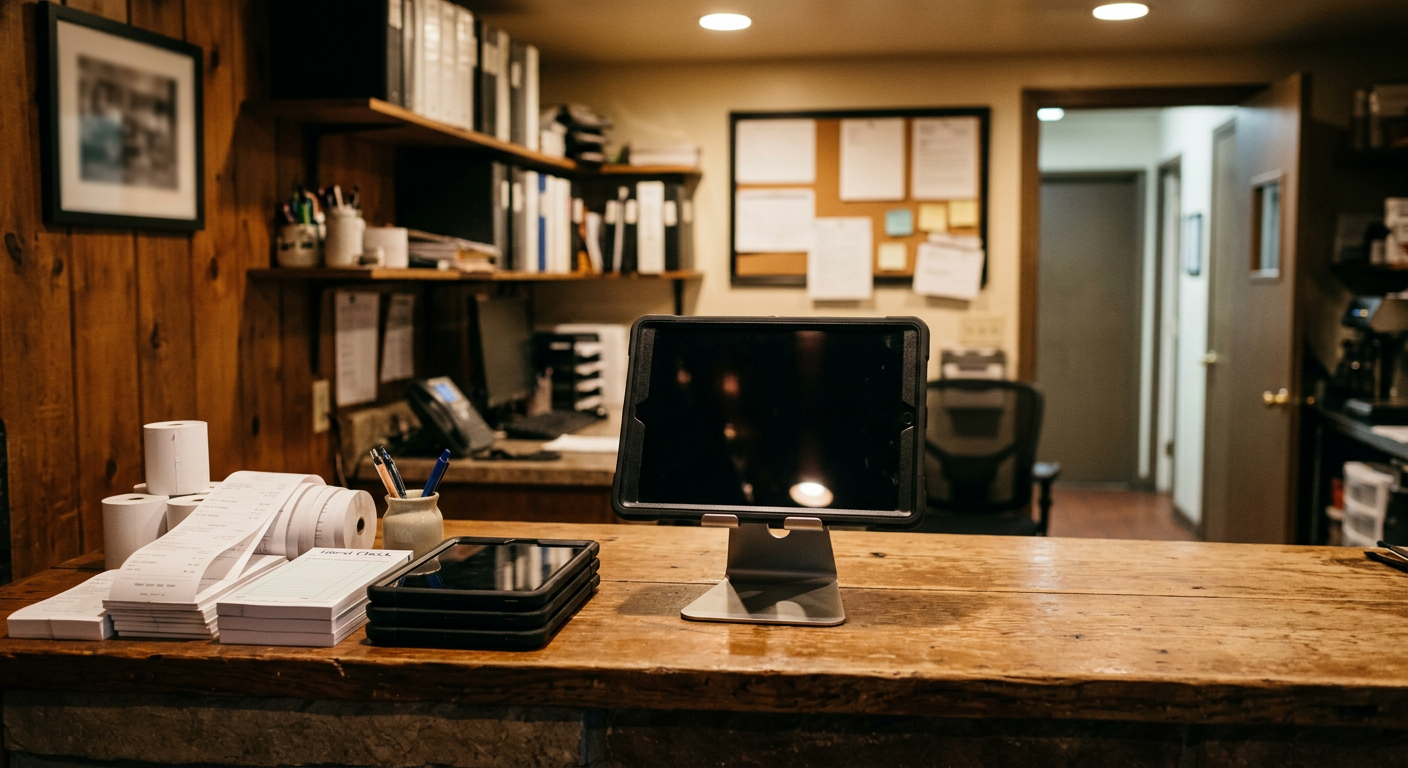 Tablet on office counter