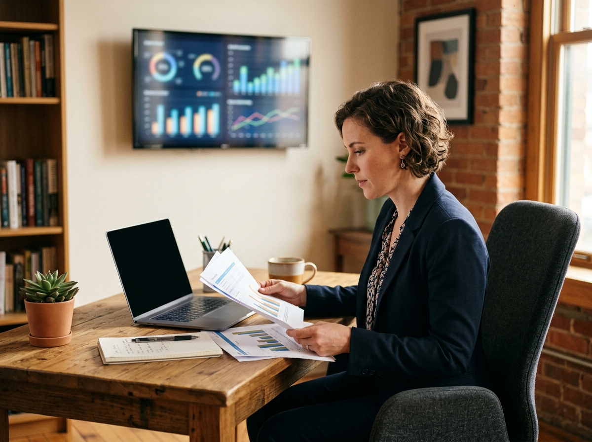 Manager reviewing metrics