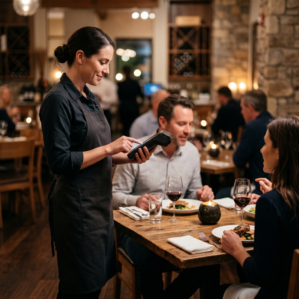 server using handheld POS