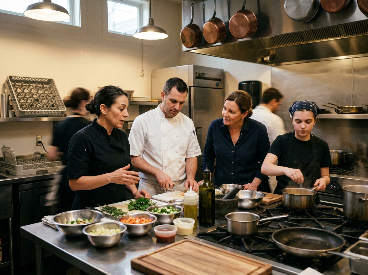 restaurant team kitchen prep