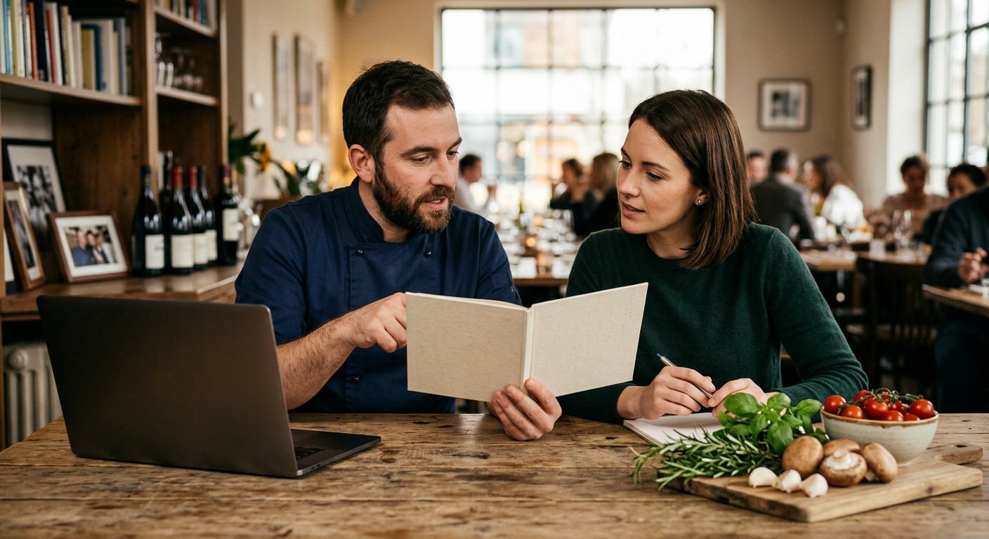 Chef reviewing menu