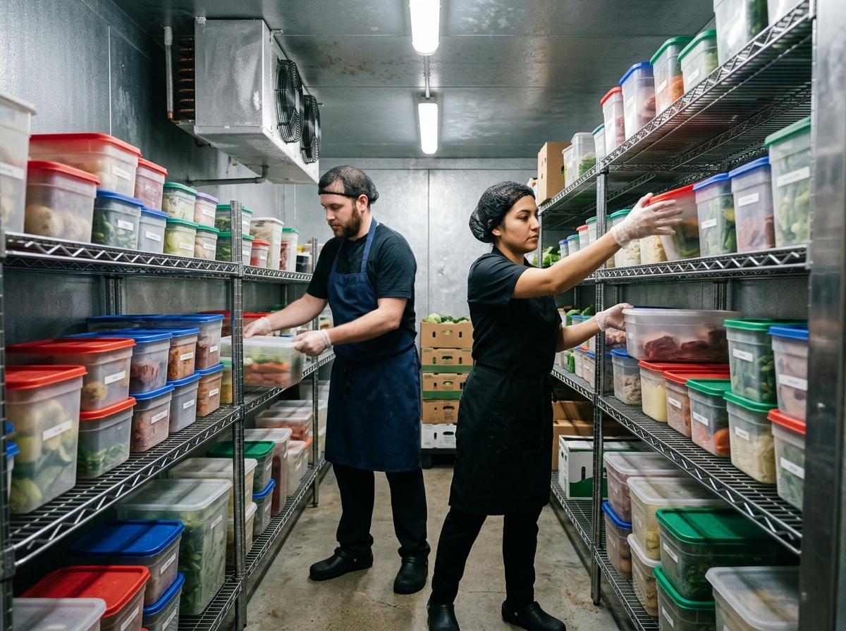 organized walk-in cooler