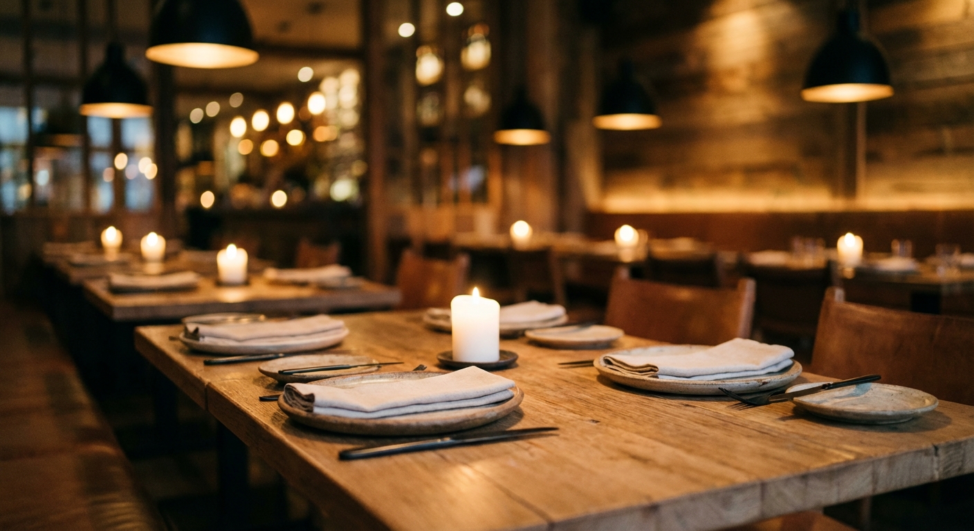 Warm restaurant dining room