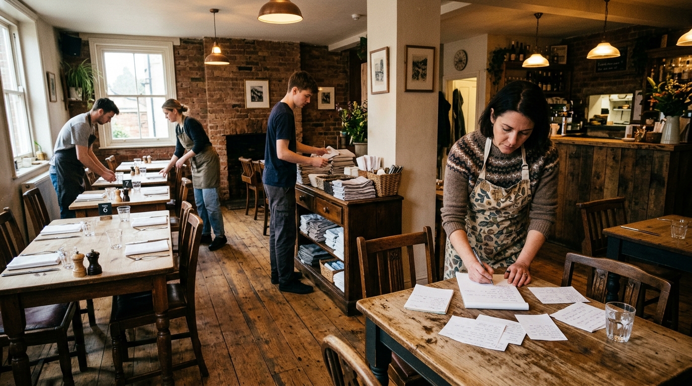 restaurant team preparing
