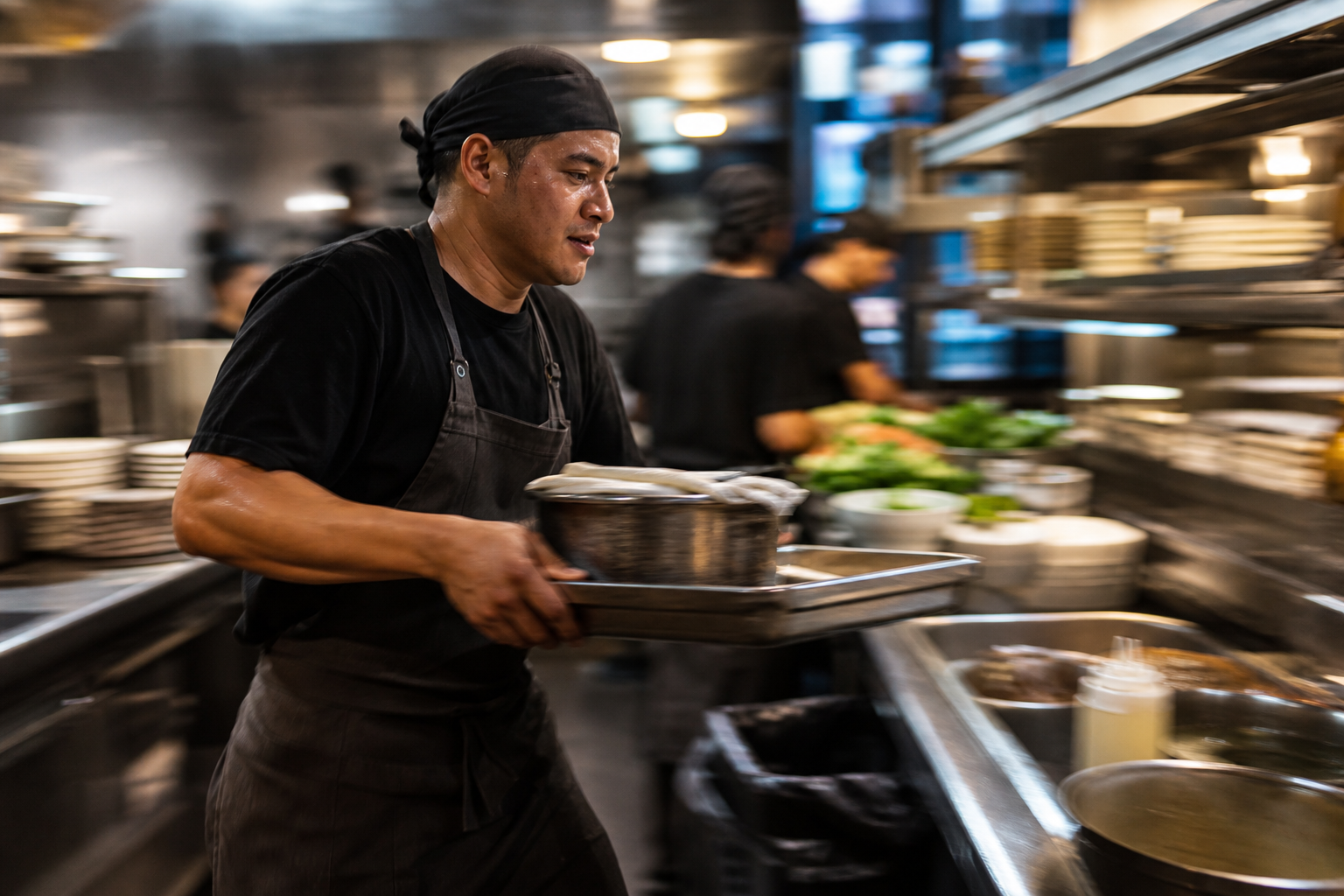 Fast-paced kitchen work