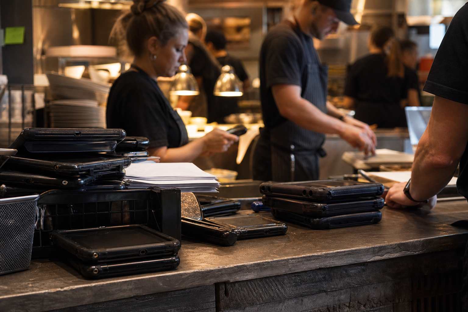 Cluttered restaurant devices