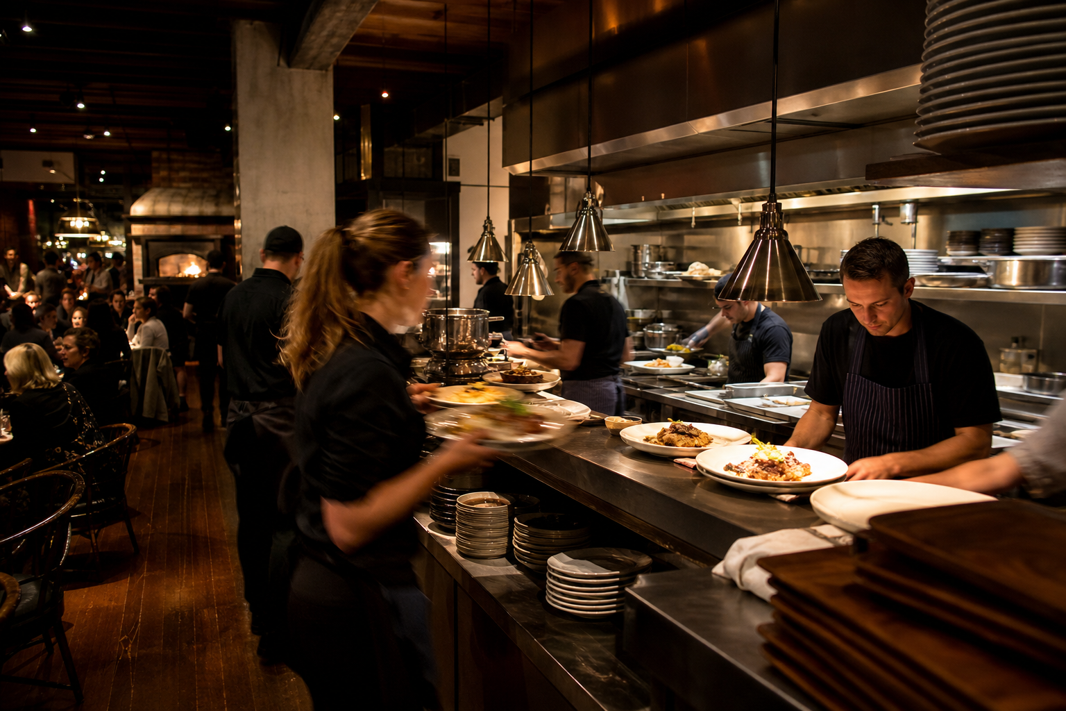Ett välbemannat och effektivt arbetspass i restaurangen