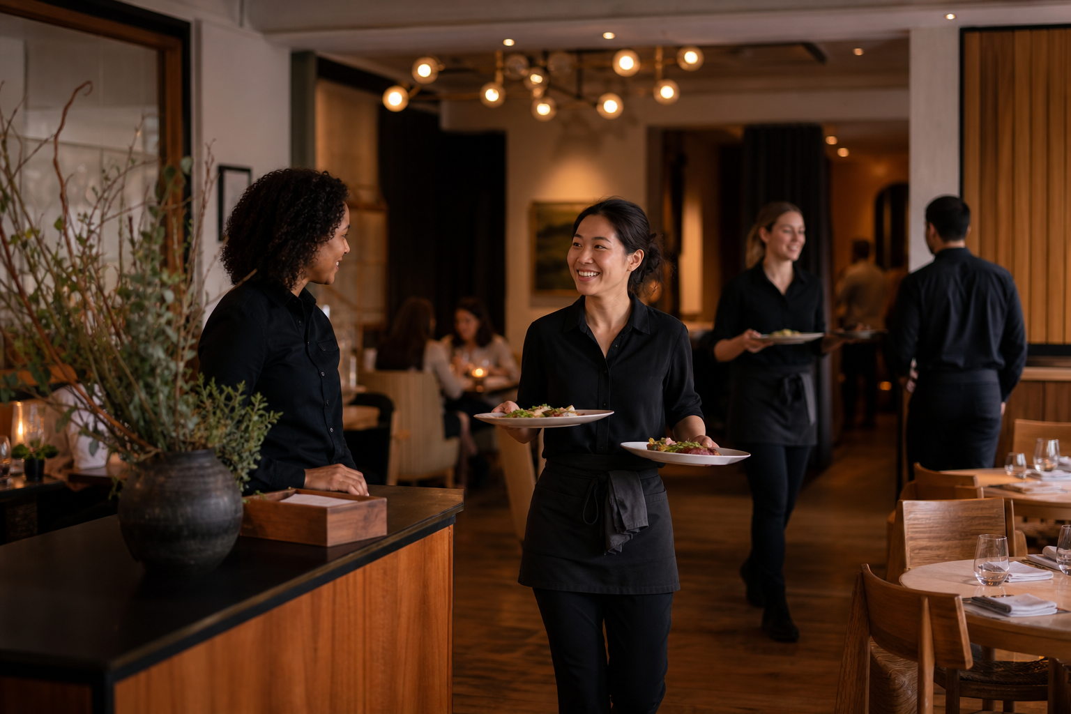 Calm coordinated restaurant team