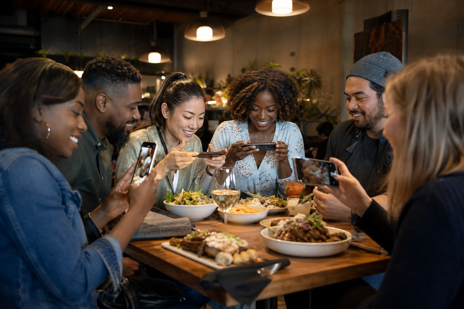 Guests sharing food photos