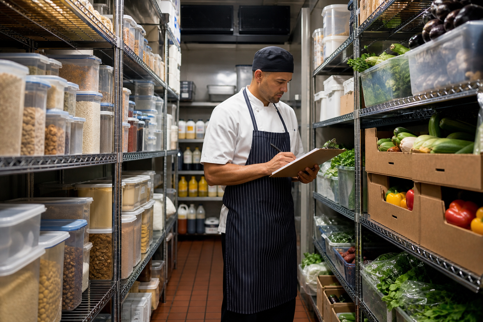 Chef checking inventory