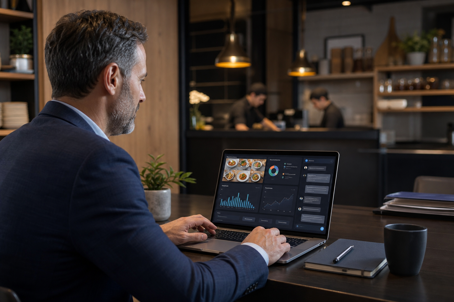 Manager controlling restaurant operations
